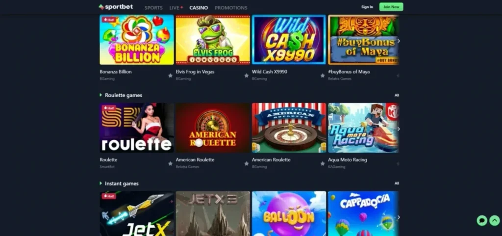 Sportbet.one Review: Casino