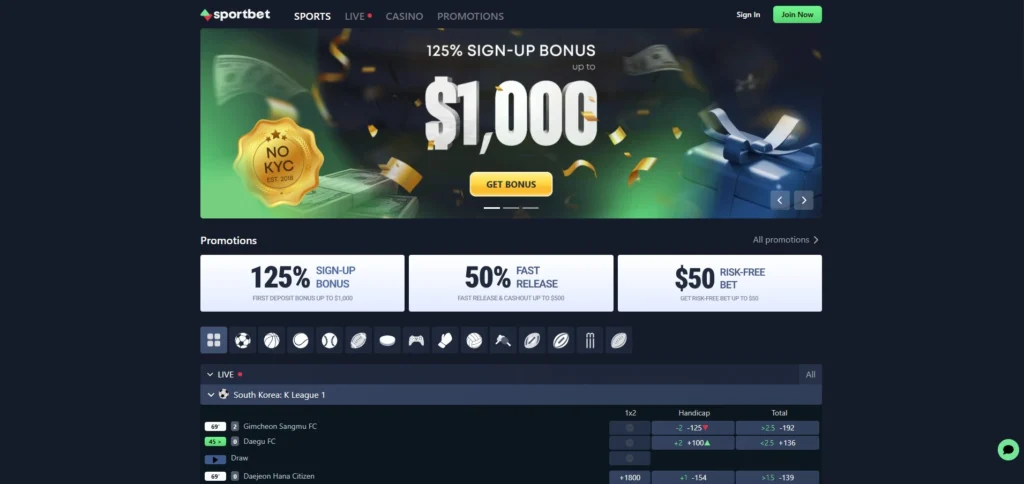 Sportbet.one Review: Homepage