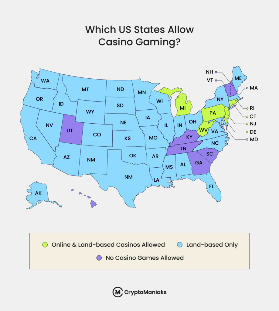 State by state map of the US casino laws