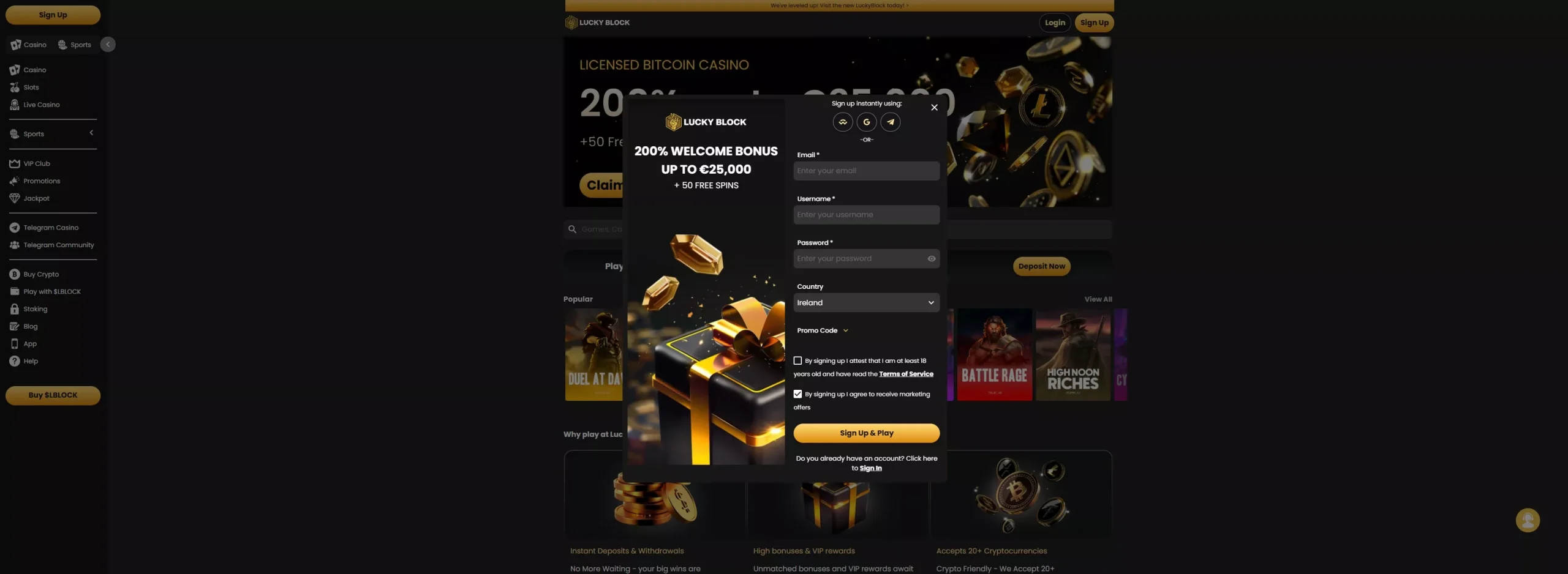 Lucky Block Review: Registration