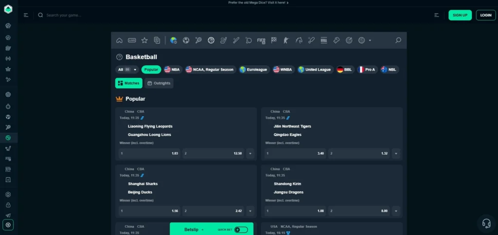 Mega Dice Review: Sportsbook