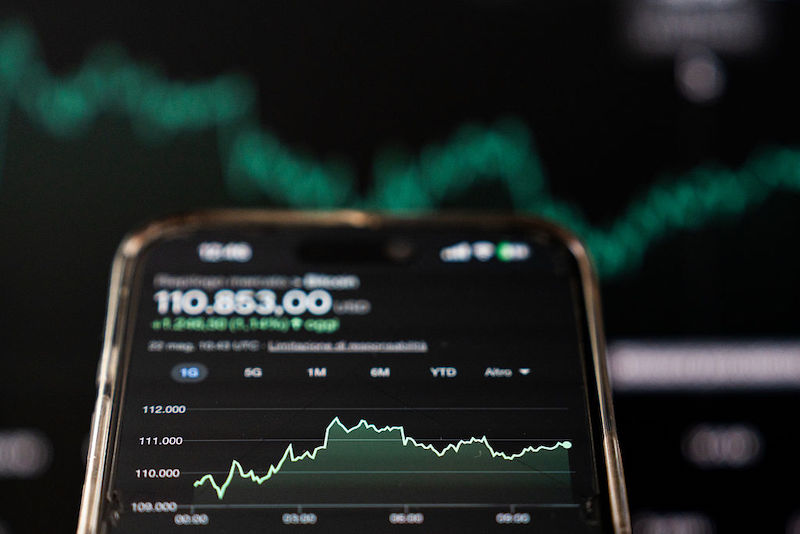 Bitcoin crypto chart on phone