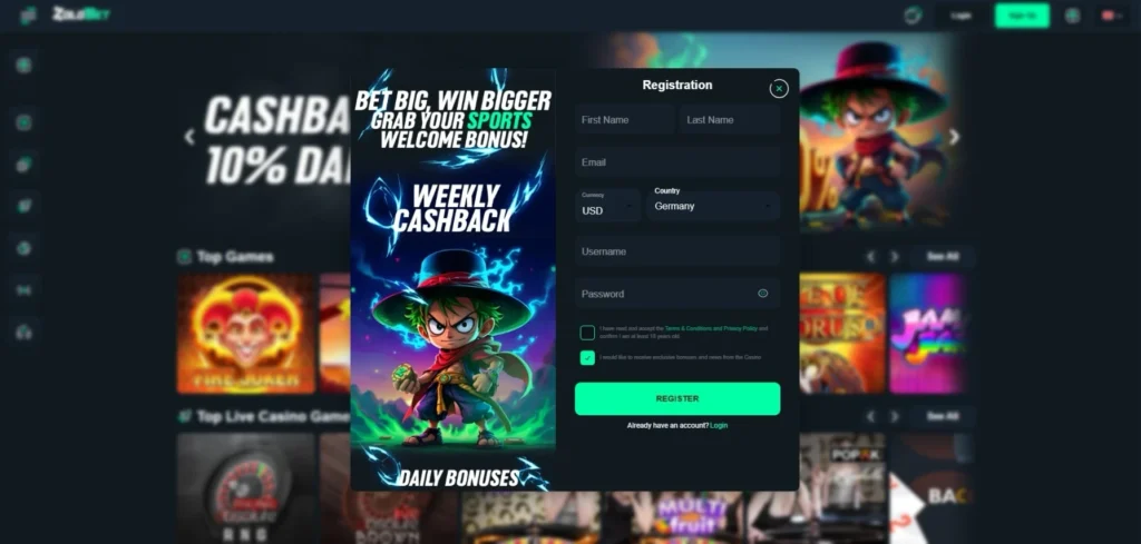Zolobet Review: Registration