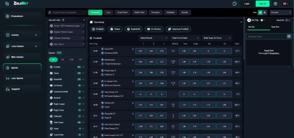 Zolobet Review: Sportsbook