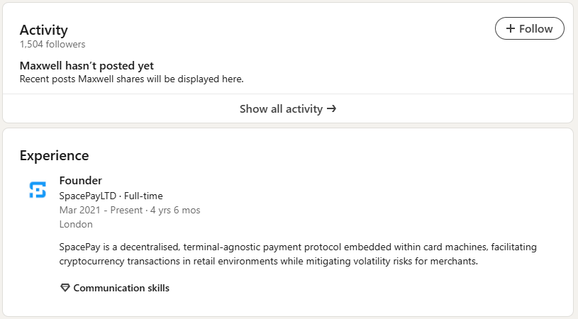 CEO has no activity or prior experience on his LinkedIn