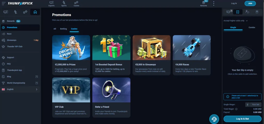 Thunderpick Promo Code: Bonuses and Promotions