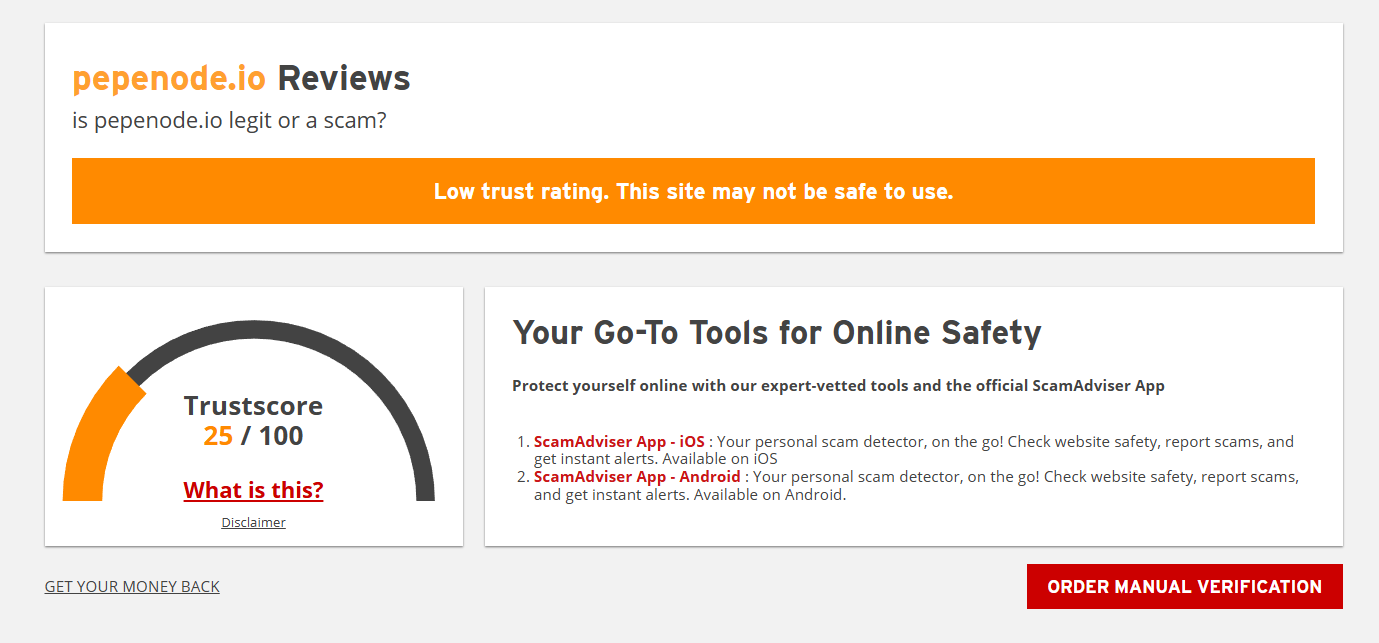 PEPENODE website rating