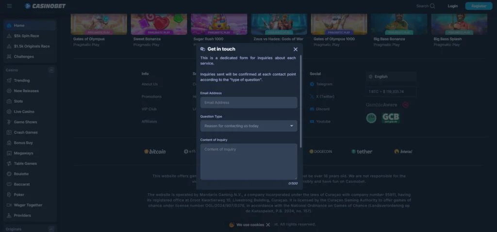 Casinobet Review: Customer Service