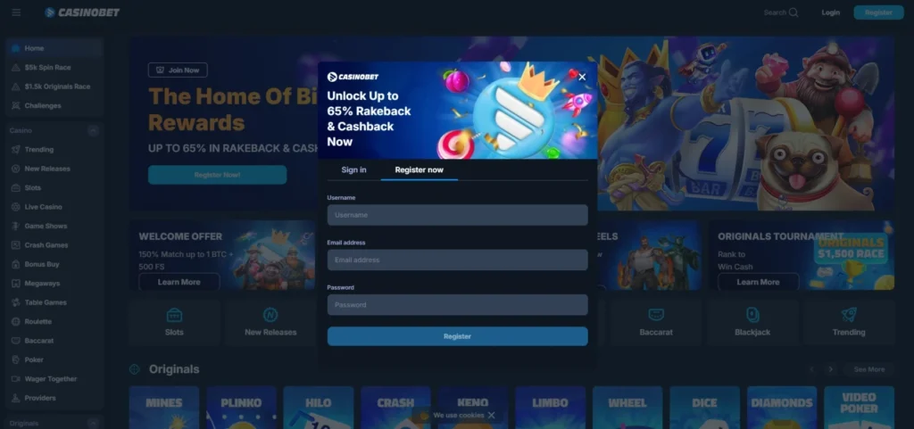 Casinobet Review: Registration