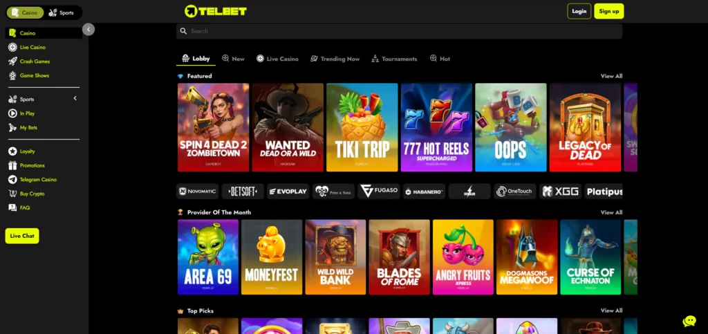Telbet Review: Casino