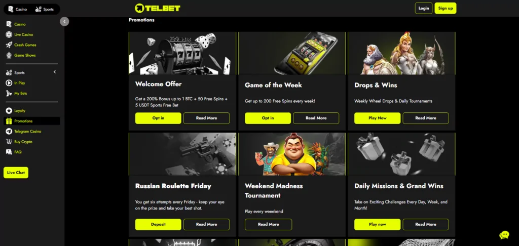 Telbet Review: Promotions