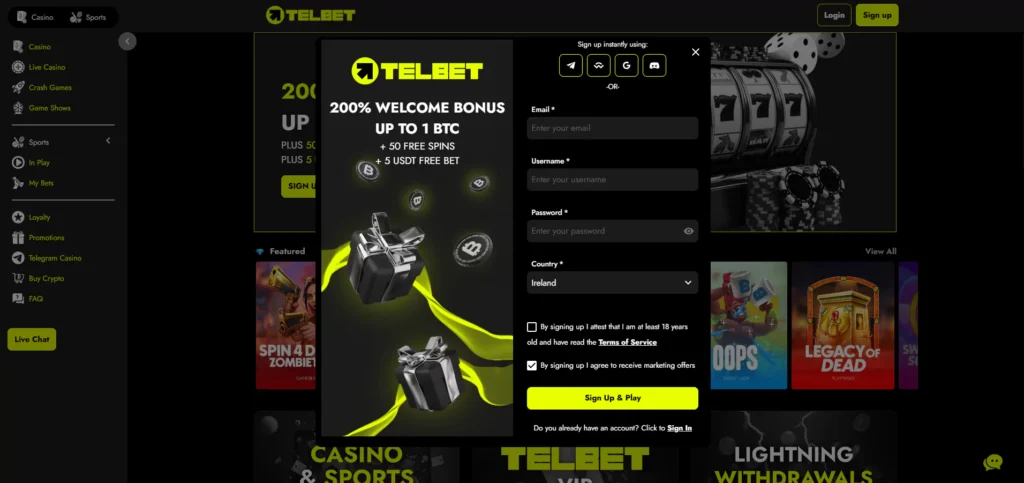 Telbet Review: Registration