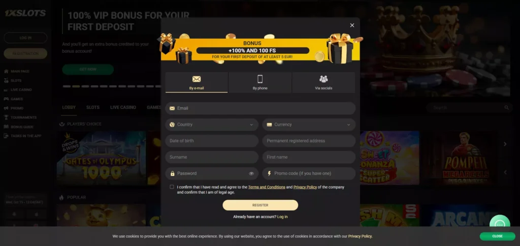 1xSlots Review: Registration