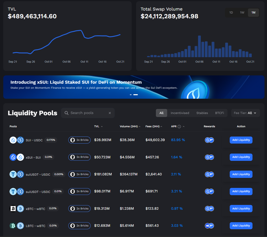 Momentum Finance DEX on Sui