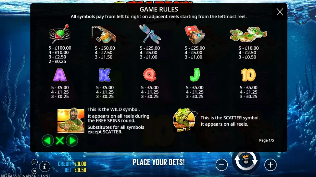 Big Bass Bonanza Review: Paytable