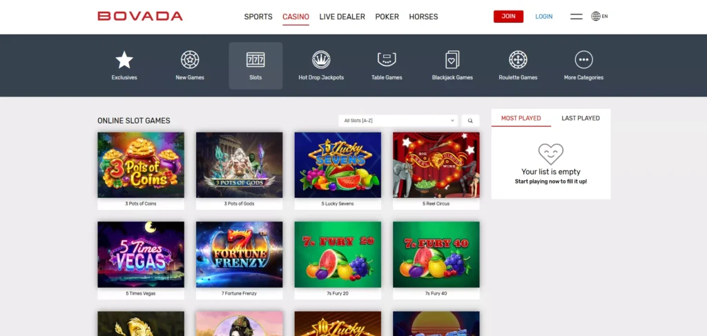 Bovada Review: Casino