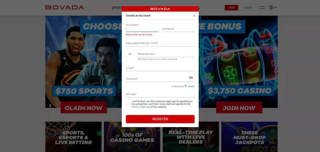 Bovada Review: Registration