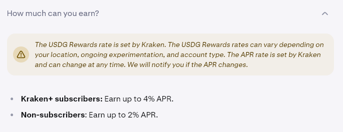 USDG yield on Kraken