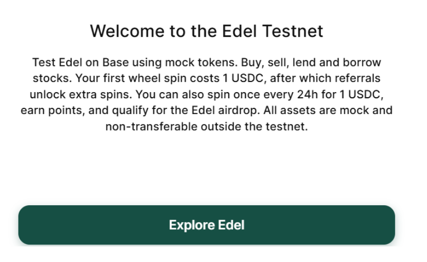 Edel Finance testnet wording confirms an airdrop