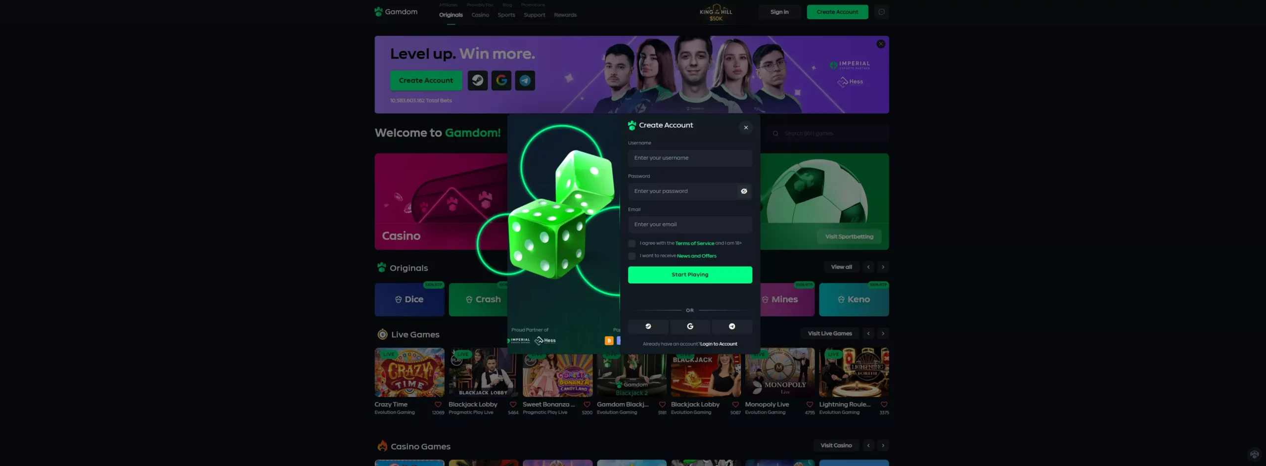 Gamdom Review: Registration