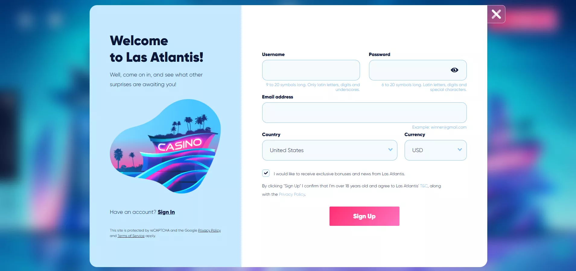 Las Atlantis Review: Registration