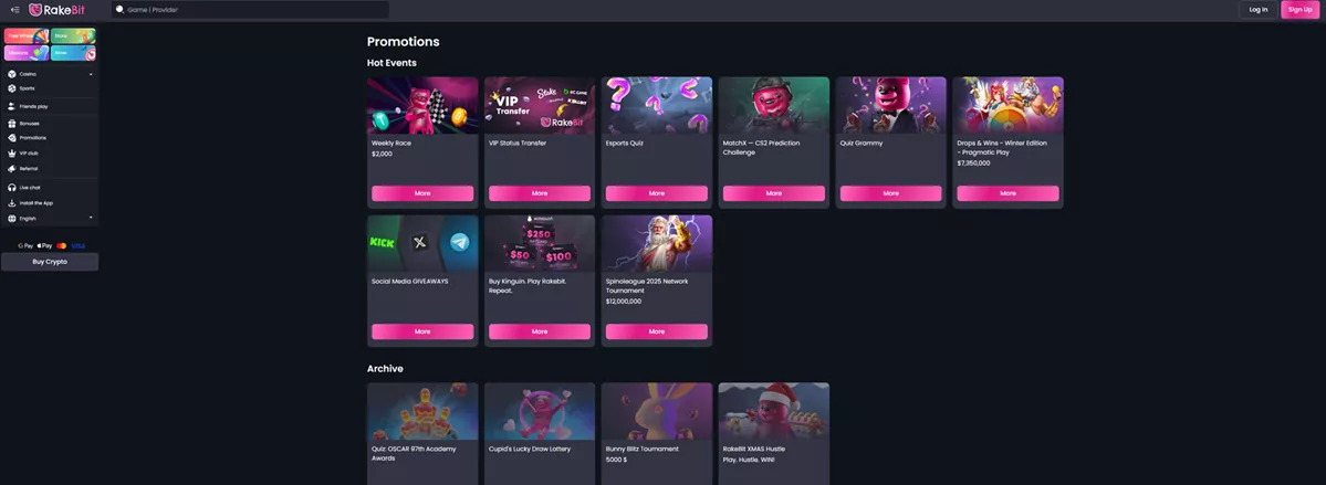 Rakebit Promo Code: Promotions