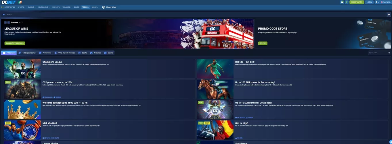 1xBet Promo Codes: Bonuses and Promotions