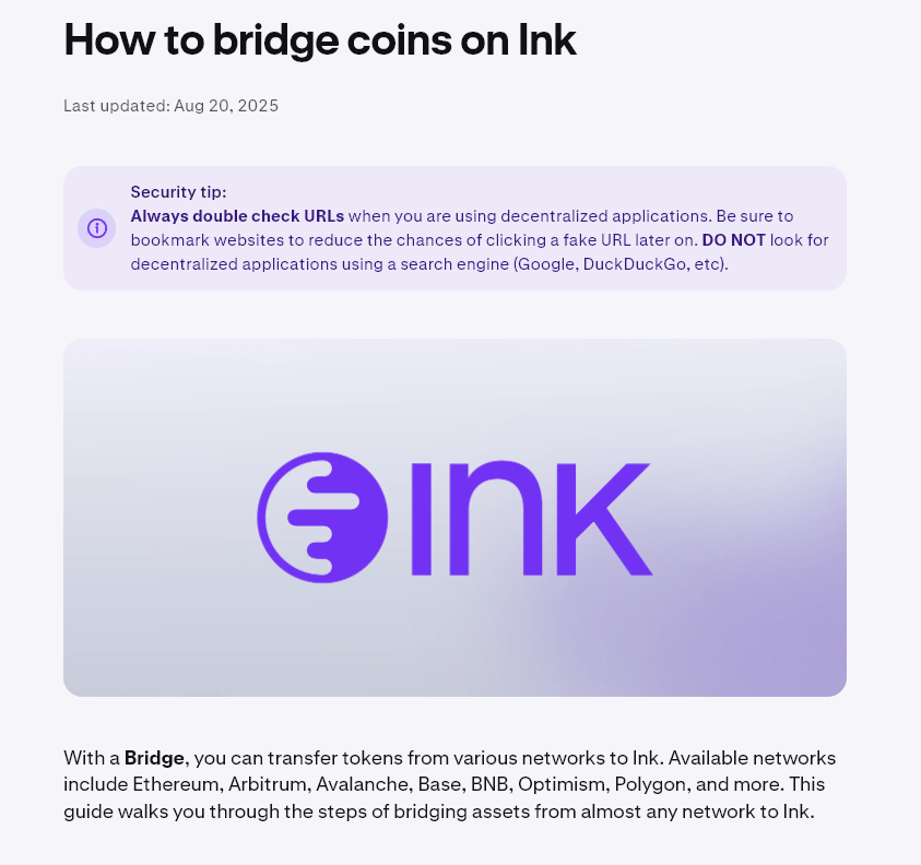 How to bridge on Ink