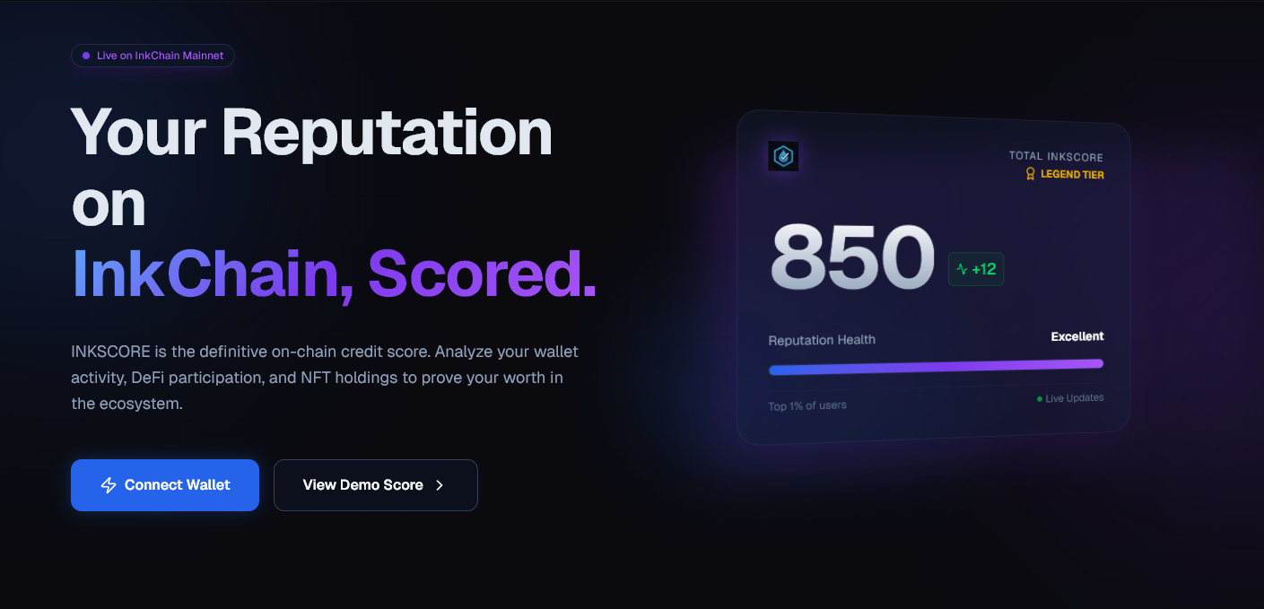 A project on Ink promising on-chain credit scores called 'Inkscore'