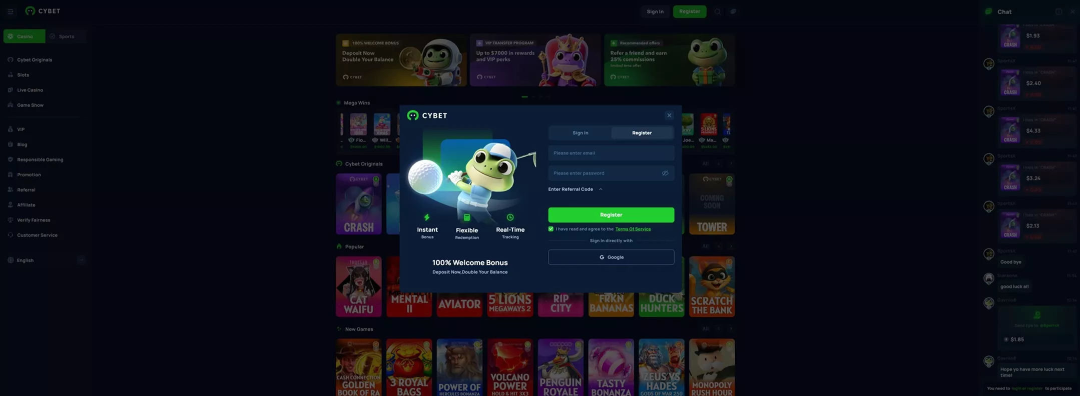 Cybet Casino Review: Registration