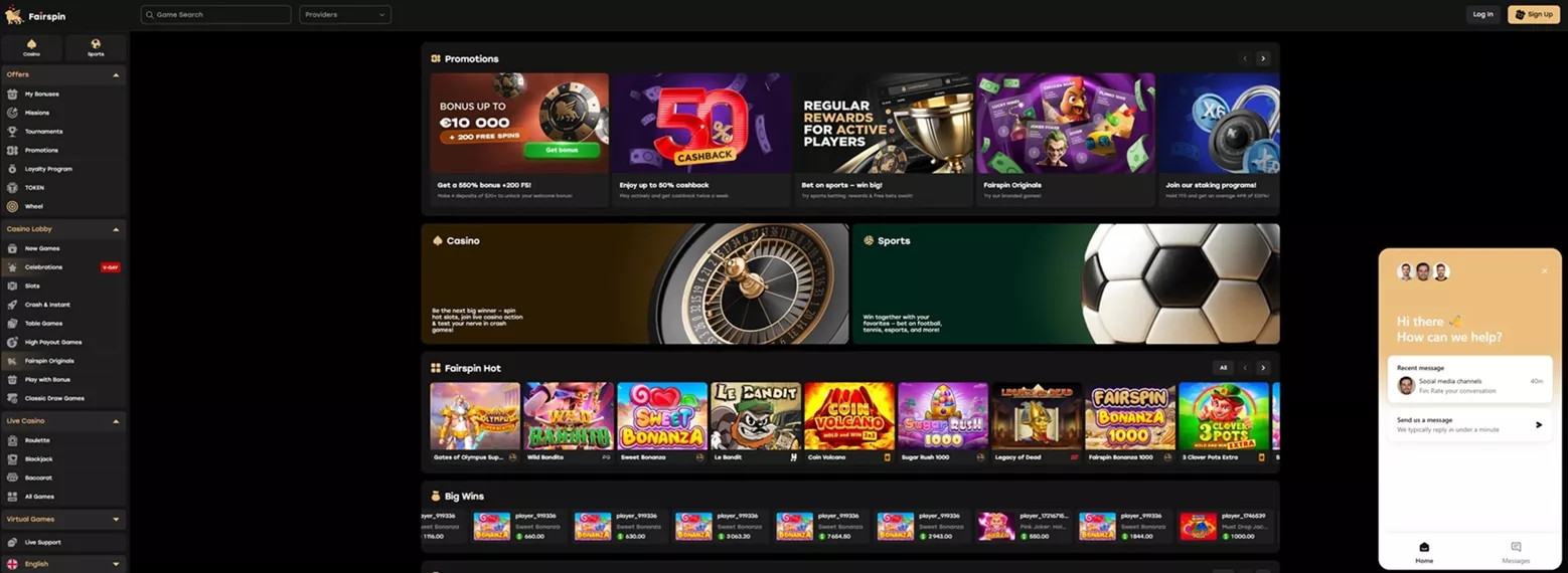 Suporte ao Cliente Fairspin