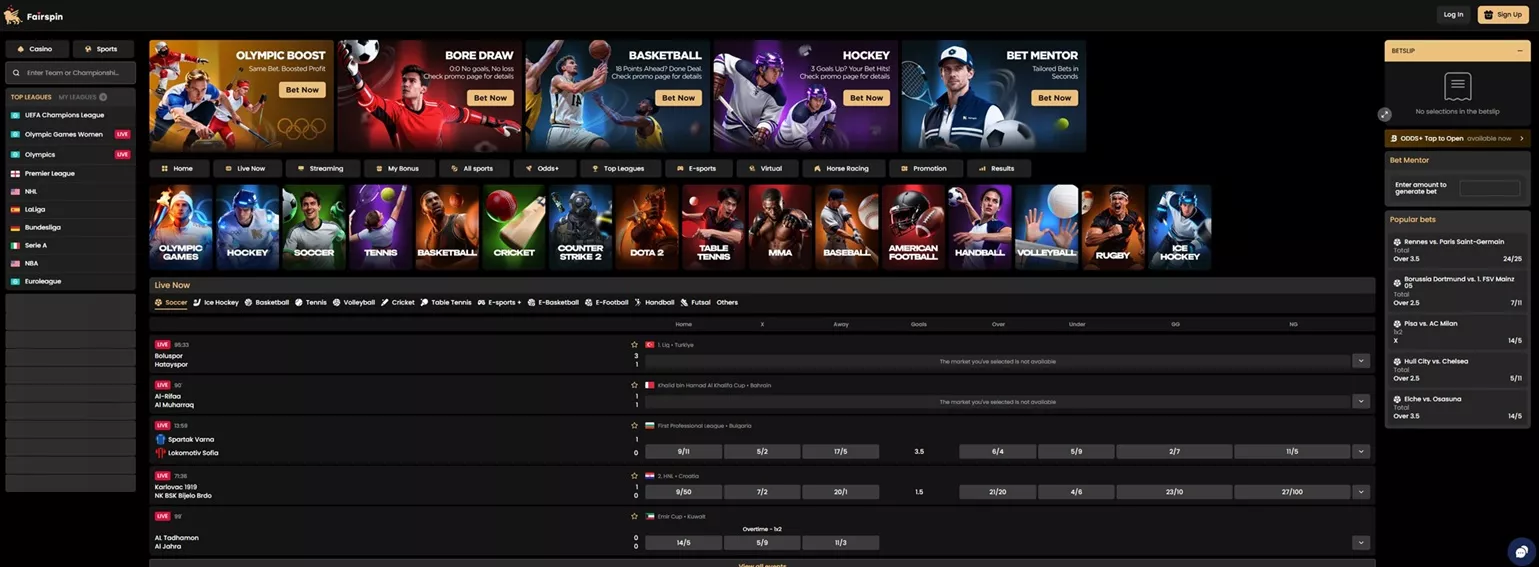 Fairspin Casino Review: Sportsbook