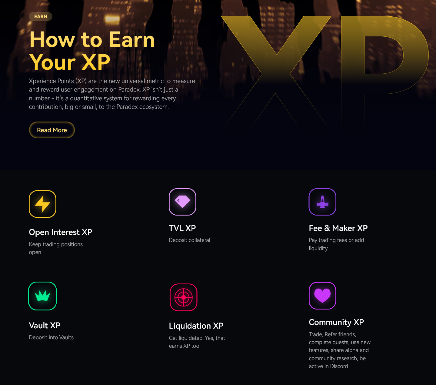 Paradex XP points explained