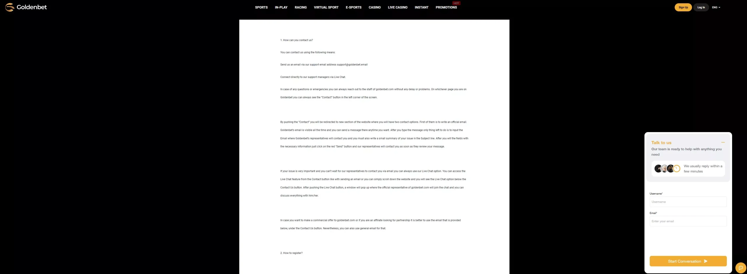 Goldenbet Review: Customer Support