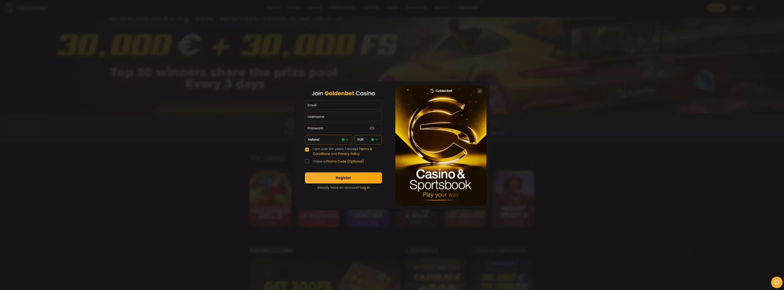 Goldenbet Review: Registration