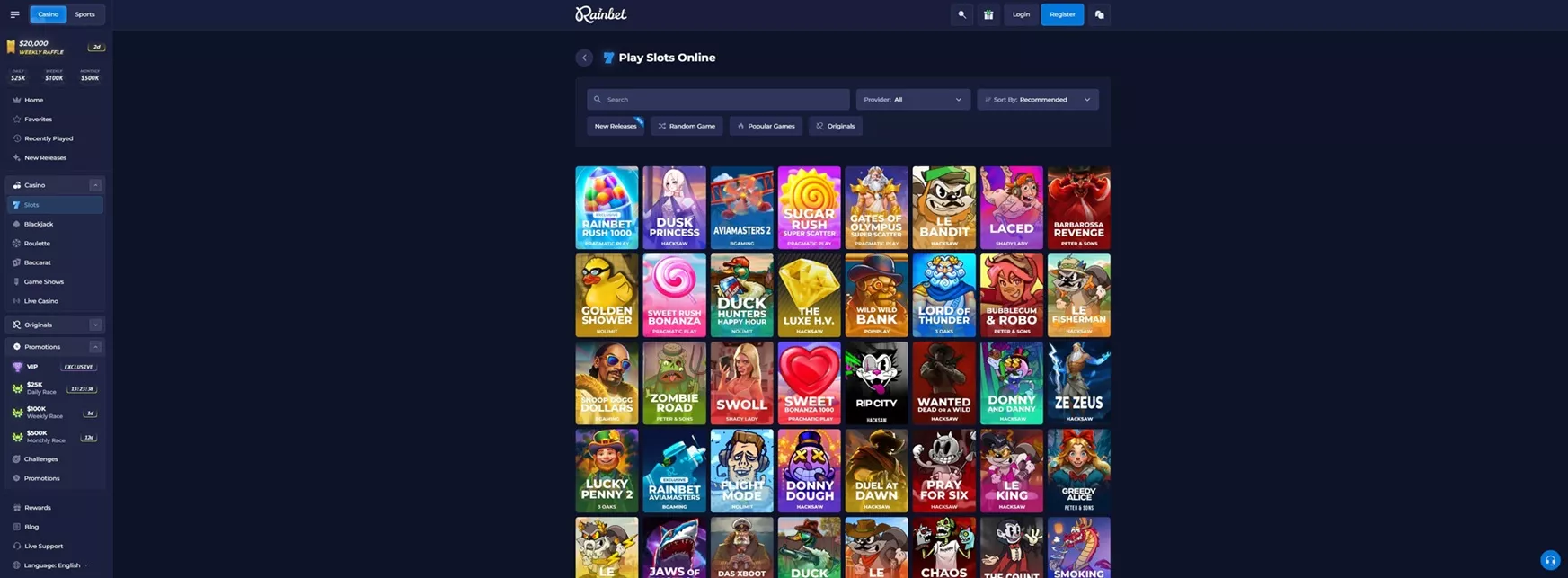 Screenshot des Registrierungsformulars im Rainbet-Kasino