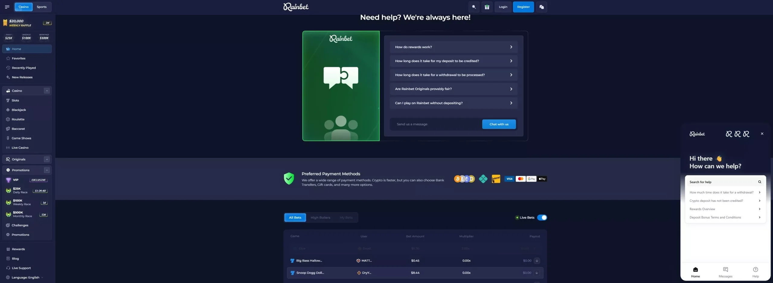 Rainbet Review: Customer Support