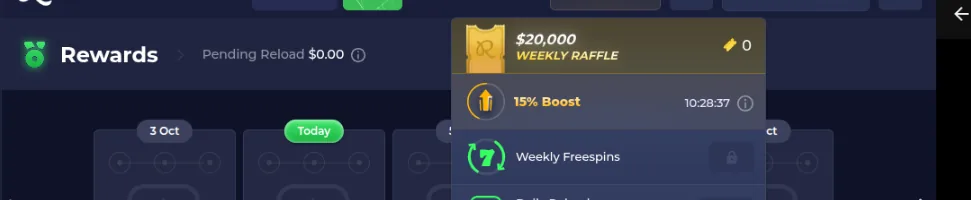 rainbet review rewards weekly raffle screenshot