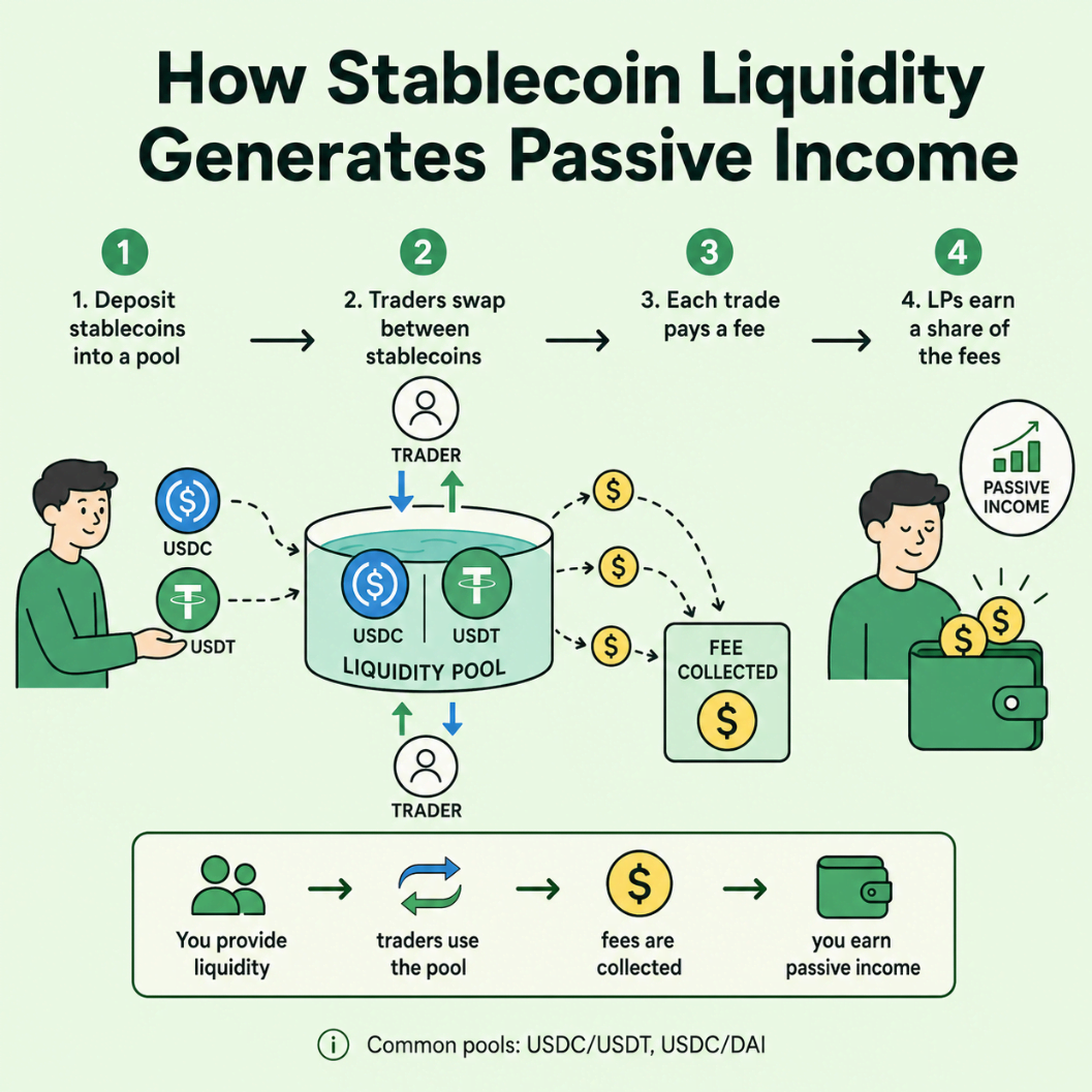 stablecoin liquidity provision passive income