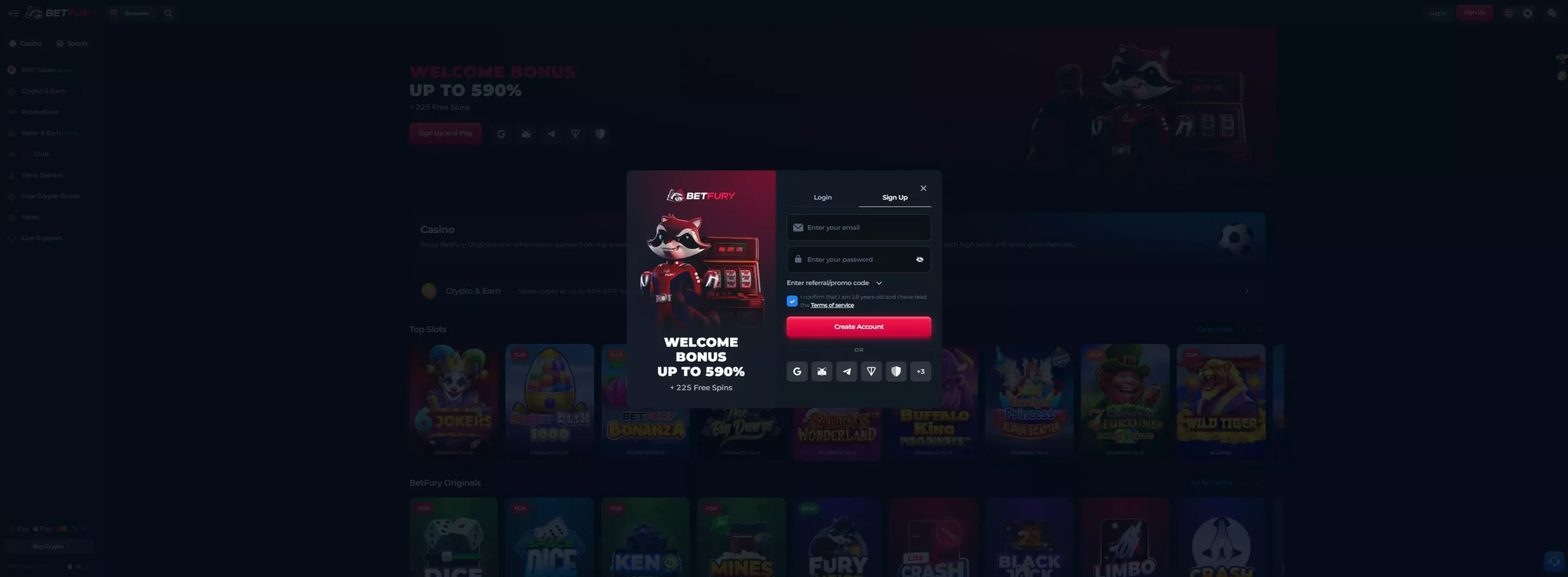 Betfury login