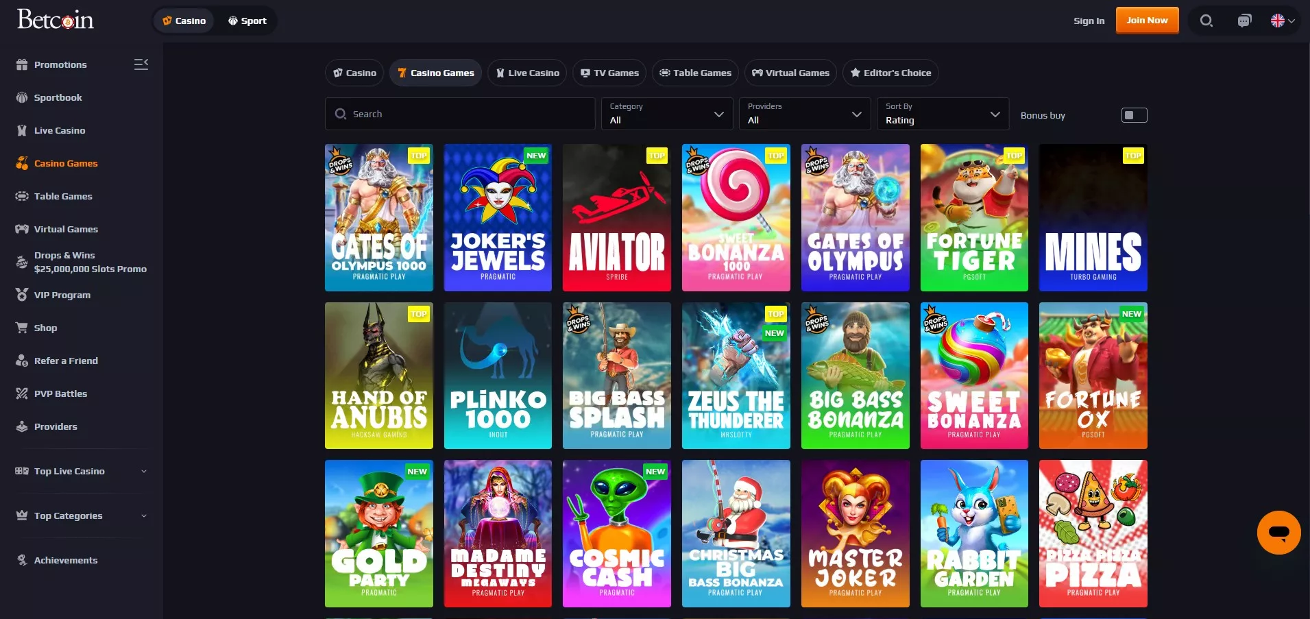 Betcoin Review: Casino