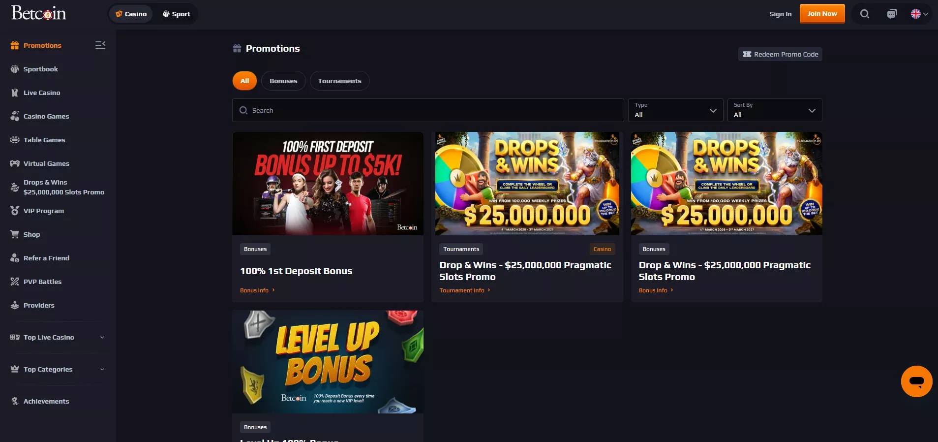 Betcoin Review: Promotions