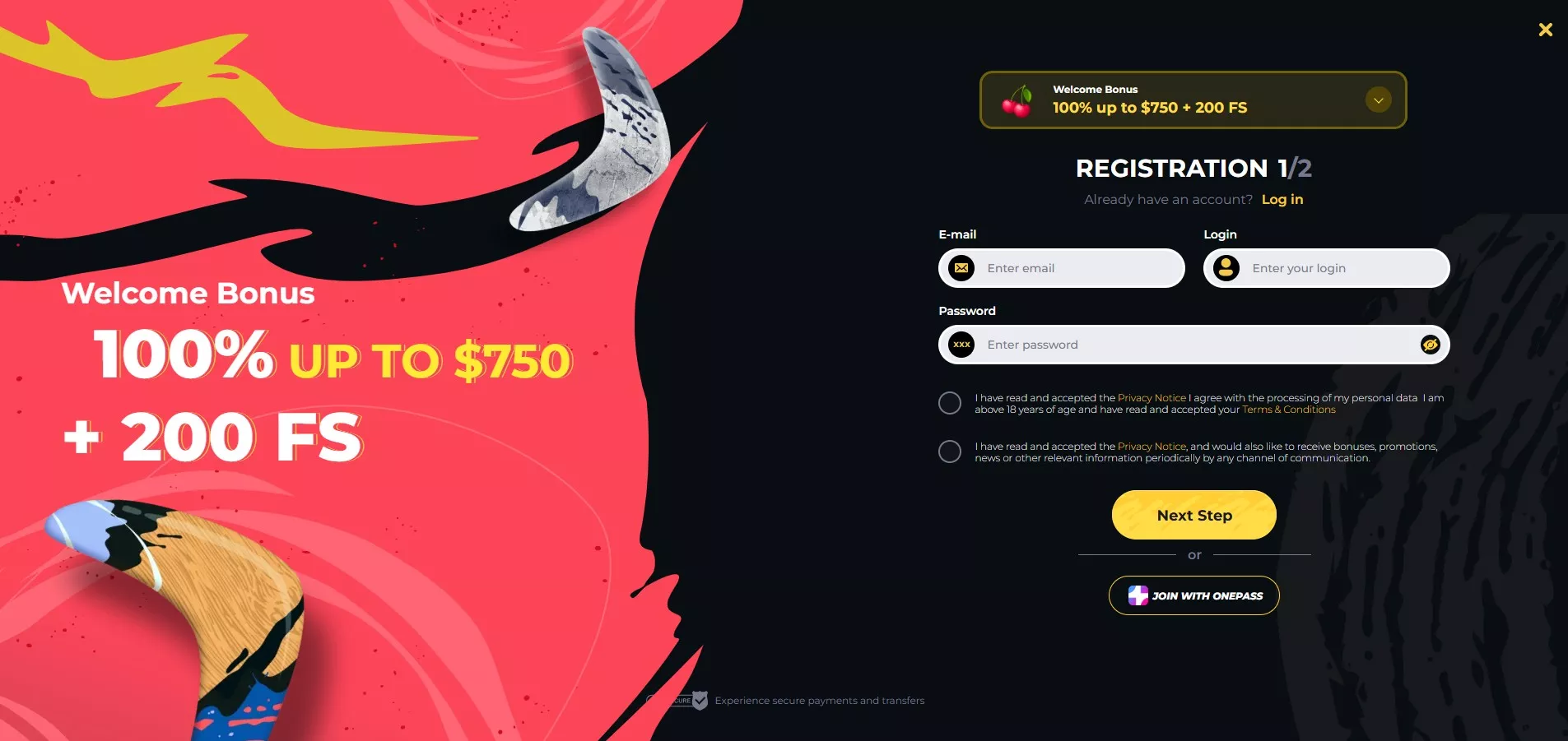 Boomerang Casino Review: Registration