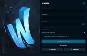 Winna casino review sign up form screenshot