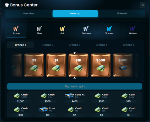 Winna casino review vip club levels screenshot