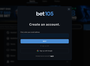 Bet105 review sign up form screenshot
