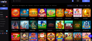 Mirax casino review games section screenshot
