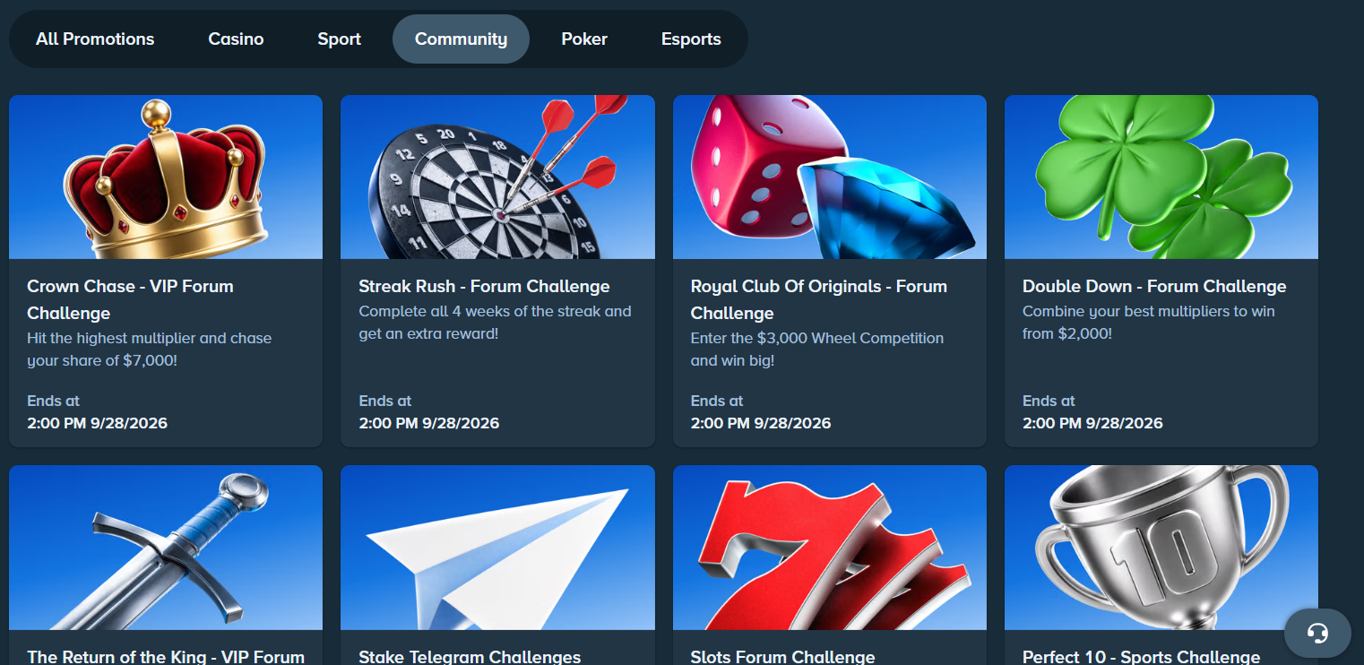 stake community promotions september 2026 screenshot