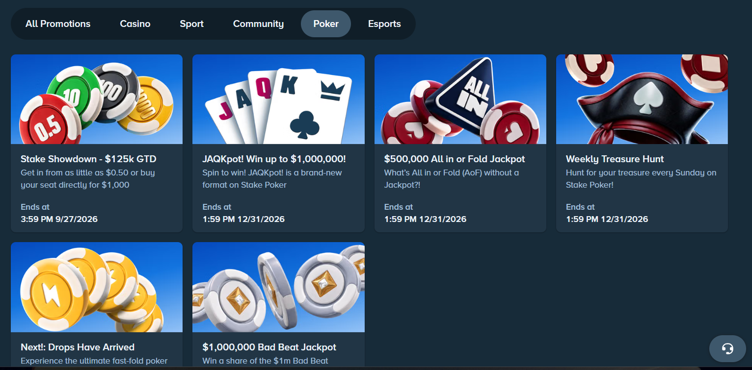 stake poker promotions september 2026 screenshot